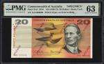 1966-72年澳大利亚储备银行贰拾圆。样票。AUSTRALIA. Reserve Bank of Australia. 20 Dollars, ND (1966-72). P-41s2. Speci