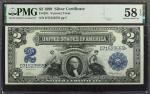 Fr. 251. 1899 $2 Silver Certificate. PMG Choice About Uncirculated 58 EPQ.