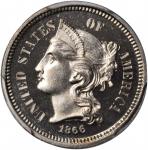 1866 Nickel Three-Cent Piece. Proof-66 Deep Cameo (PCGS). CAC.