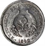 COLOMBIA. 1/2 Real, 1842-RS. Bogota Mint. PCGS MS-65.