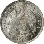 CHILE. Peso, 1883-So. Santiago Mint. PCGS MS-65+.