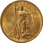 1908 Saint-Gaudens Double Eagle. No Motto. MS-62 (PCGS). Gold CAC. OGH Rattler.