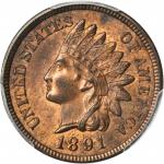 1891 Indian Cent. MS-64 RB (PCGS).
