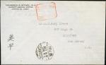 1949年5月16日寄美国封, 盖清晰红色"邮资已付/ 广州93" 戳及广州中英文日戳. 品相中上.China Silver Yuan and Unit Stamps Postage Paid Han