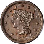 1857 Braided Hair Cent. N-1. Large Date. MS-64 BN (PCGS). CAC.