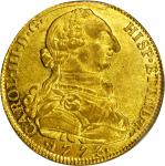 COLOMBIA. 1773-VJ 8 Escudos. Santa Fe de Nuevo Reino (Bogotá) mint. Carlos III (1759-1788). Restrepo