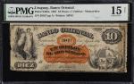 URUGUAY. Banco Oriental. 10 Pesos = 1 Doblon, 1867. P-S385a. PMG Choice Fine 15 Net. Edge Damage, Ta