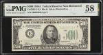 Fr. 2202-E. 1934A $500  Federal Reserve Note. Richmond. PMG Choice About Uncirculated 58.