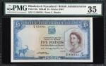 RHODESIA & NYASALAND. Bank of Rhodesia and Nyasaland. 5 Pounds, 1957. P-22a. PMG Choice Very Fine 35