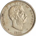 1883 Hawaii Dollar. Medcalf-Russell 2CS-5. EF-45 (PCGS).