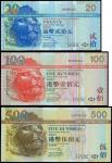 The HongKong and Shanghai Banking Corporation, lot of 3 low number notes, all with the same prefix a