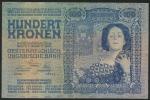 Austro-Hungarian Bank, specimen 100 korona, 1910, red serial number 33775, blue, girl and Austrian a