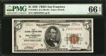 Fr. 1850-L. 1929 $5 Federal Reserve Bank Note. San Francisco. PMG Gem Uncirculated 66 EPQ.