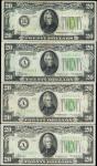 Lot of (4). Fr. 2054-B & 2054a-B. 1934 $20  Federal Reserve Notes. New York. Choice Very Fine or bet