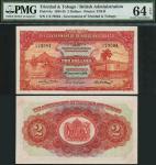 Government of Trinidad and Tobago, $2, 1 September 1935, serial number C/3 79504, red on multicolour