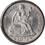 1874-S Liberty Seated Dime. Arrows. Fortin-101. Rarity-4. Micro S. MS-65 (PCGS).