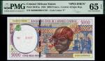 Banque des Etas de lAfrique Centrale (Central African Republic), specimen 5000 francs, ND (1994-), s