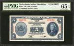 1943年荷属东印度爪哇银行5盾样票 NETHERLANDS INDIES. Muntbiljet. 5 Gulden, 1943. P-113s. Specimen. PMG Gem Uncircu
