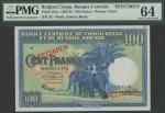 Banque Centrale du Congo Belge et du Rwanda-Urundi, specimen 100 francs, 15 November 1953, no serial