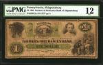 Shippensburg, Pennsylvania. Farmers & Mechanics Bank of Shippensburg. 1864. $1. PMG Fine 12.