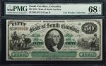 Columbia, South Carolina. State of South Carolina. 1872 $50. PMG Superb Gem Uncirculated 68 EPQ.