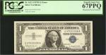 Fr. 1621. 1957-B $1 Silver Certificate. PCGS Currency Superb Gem New 67 PPQ. Mismatched Serial Numbe