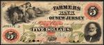 Mount Holly, New Jersey. Farmers Bank of New Jersey. February 20, 1861. $5. Very Fine.
