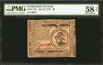CC-40. Continental Currency. July 22, 1776. $3. PMG Choice About Uncirculated 58 EPQ.