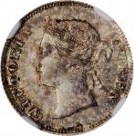 1880-H年香港五仙。喜敦造币厂。 HONG KONG. 5 Cents, 1880-H. Heaton Mint. Victoria. NGC MS-64.