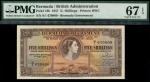 Bermuda Government, 5 shillings, 1 May 1957, serial number S/1 670800, brown, Queen Elizabeth II at 