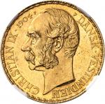 DANEMARK Indes occidentales danoises, Christian IX (1863-1906). 50 francs / 10 daler 1904, Copenhagu
