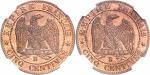 Napoléon III (1852-1870). 5 centimes non daté B, Rouen, essai au double revers.
