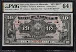 VENEZUELA. Banco de Maracaibo. 10 Bolivares, ND (1917). P-S216s. Specimen. PMG Choice Uncirculated 6