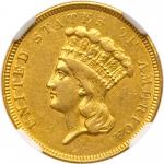 1854-O $3 Gold. NGC AU53