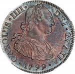 MEXICO. 2 Reales, 1799/8-Mo FM. Mexico City Mint. Charles IV. NGC AU-58.