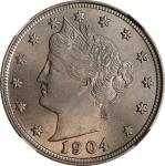 1904 Liberty Head Nickel. MS-64 (NGC).