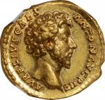 MARCUS AURELIUS AS CAESAR, A.D. 139-161. AV Aureus (7.29 gms), Rome Mint, A.D. 156-157. NGC AU, Stri