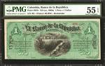 COLOMBIA. Banco de la República. 1 Peso = 1 Dollar, 1880s. P-S807r. Remainder. PMG About Uncirculate