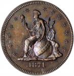 1871 Pattern Quarter Dollar. Judd-1100, Pollock-1236. Rarity-7-. Copper. Reeded Edge. Proof-65 BN (P