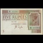 INDIA. Government of India. 5 Rupees, ND (1925-41). P-4b.