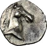 Greek Coins, Southern Apulia, Tarentum. AR 3/4 Obol, 325-280 BC. HN Italy 981.  SNG ANS -. Vlasto -.