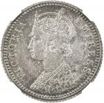 India - Colonial，BRITISH INDIA: Victoria, Empress, 1876-1901, AR ¼ rupee, 1885-C, KM-490, type C/II,