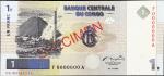 CONGO DEMOCRATIC REPUBLIC. Banque Centrale du Congo. 1 Franc, 1997. P-85s. Specimen. Uncirculated.