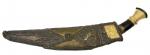  Nepalese Kukri. 19th-early 20th Century. Bone and wood grip with brass fitting, steel blade. Leathe