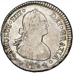 Santiago, Chile, bust 1 real, Charles IV, 1804 FJ/AJ (unlisted over-assayer), NGC VF details / clean