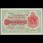 FALKLAND ISLANDS. Government of the Falkland Islands. 5 Pounds, 10.4.1960. P-9a.