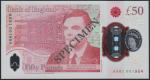 Bank of England, £50, 23 June 2021, serial number AA01 001954, red, Queen Elizabeth II at right and 