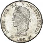 Potosi, Bolivia, 8 soles, 1859 F.J., with "Po. 400 Gs." below bust, very rare, NGC MS 61 ("top pop")