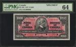 CANADA. Lot of (8). Bank of Canada. 1 to 1000 Dollars, 1937. BC-21s to 28s. Specimens. PMG Choice Un