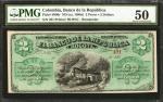 COLOMBIA. Banco de la República. 2 Pesos, 1880s. P-S808r. Remainder. PMG About Uncirculated 50.
